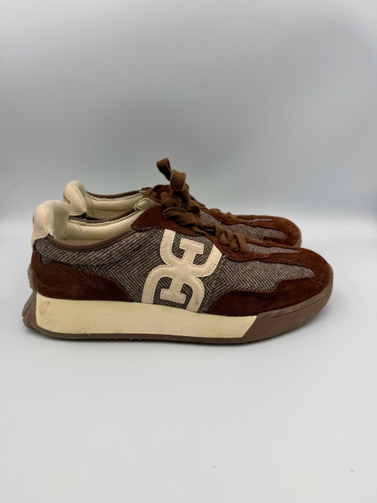Sam Edelman Brown Suede & Cream Accent Low-Top Sneakers